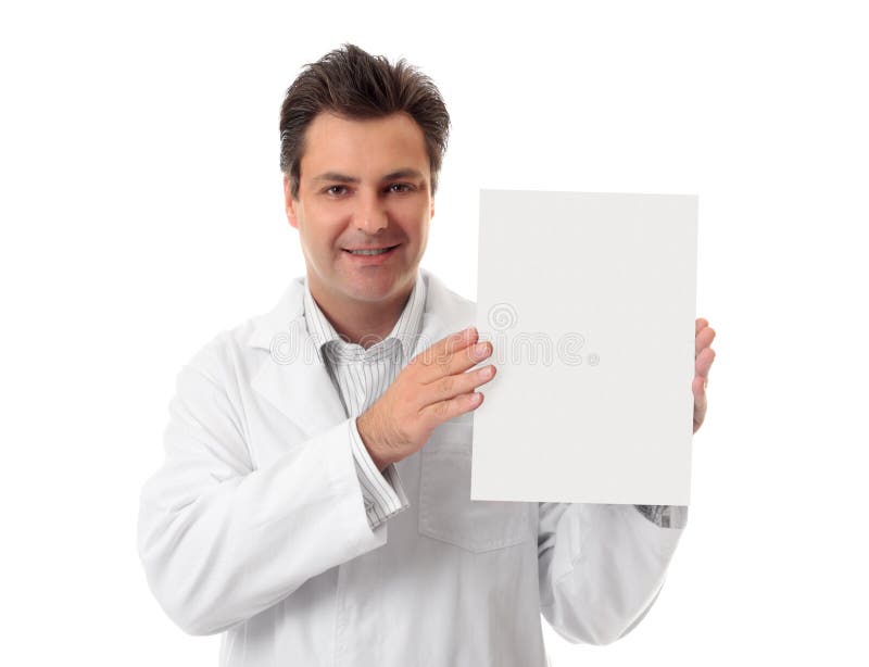 Doctor or surgeon healthcare professional holding an information brochure, fact sheet, form, pamphlet or other document. Doctor or surgeon healthcare professional holding an information brochure, fact sheet, form, pamphlet or other document.