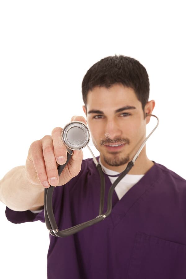 Doctor holding out stethoscope