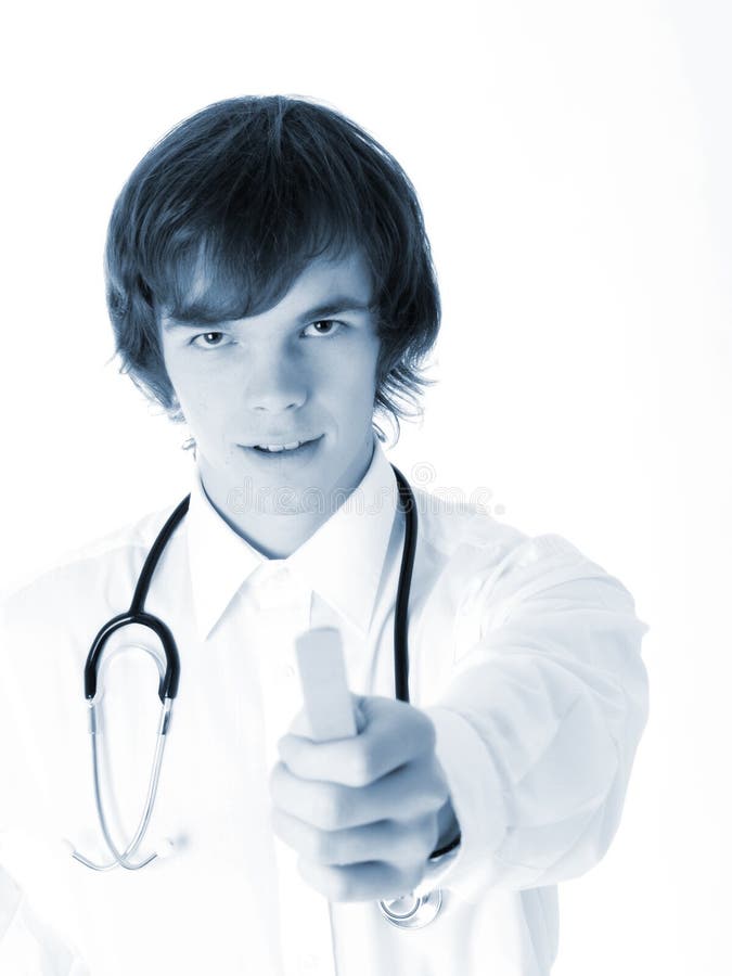 Doctor Holding Tongue Depressor Stock Image Image of happy, people