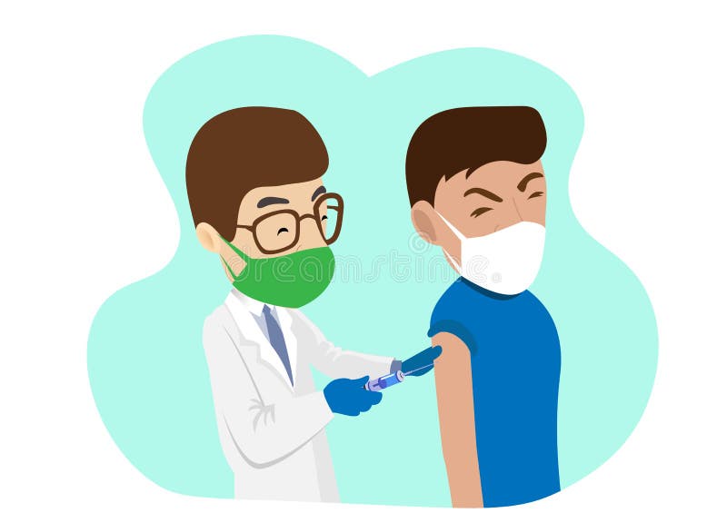 The Doctor Injects a Vaccine Needle into the Patient`s Arm. Vaccination  Against the Corona Virus Vector Cartoon Illustration Stock Vector -  Illustration of covid, medical: 208693107