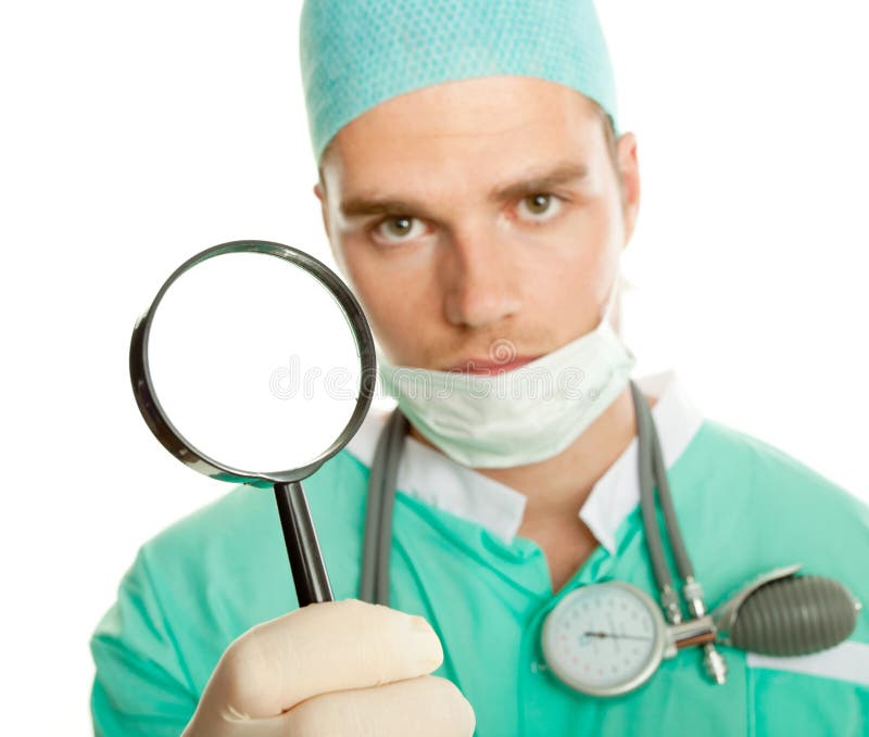 Doctor with instrument