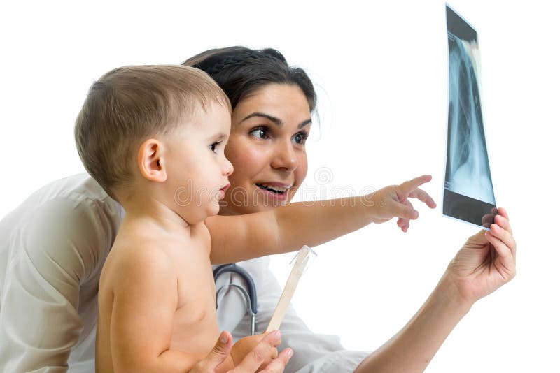 Doctor and Kid Reviewing Xray Stock Image Image of care, medical