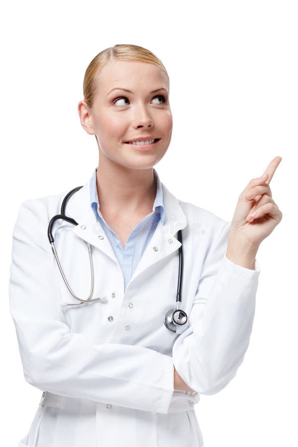 Doctor Makes a Pointing Finger Gesture Stock Image Image of