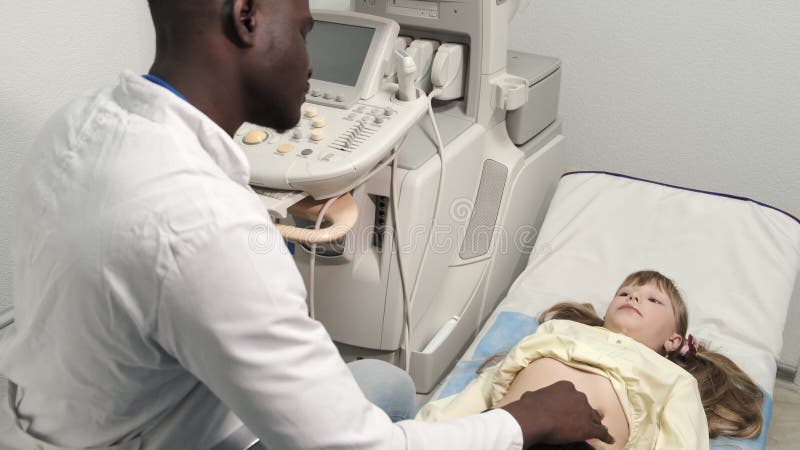 Little Girl Lying on Examination Bed at Doctor Appointment and Having Abdominal Ultrasound Stock Video - Video of health, medical: 213020821  