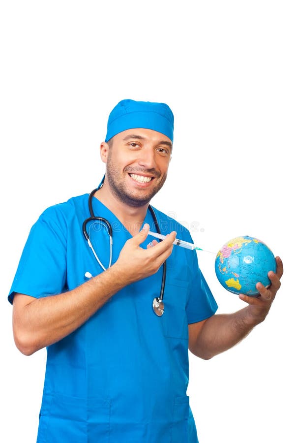 Doctor man immunize earth globe