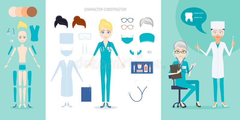 The doctor or nurse character constructor set.