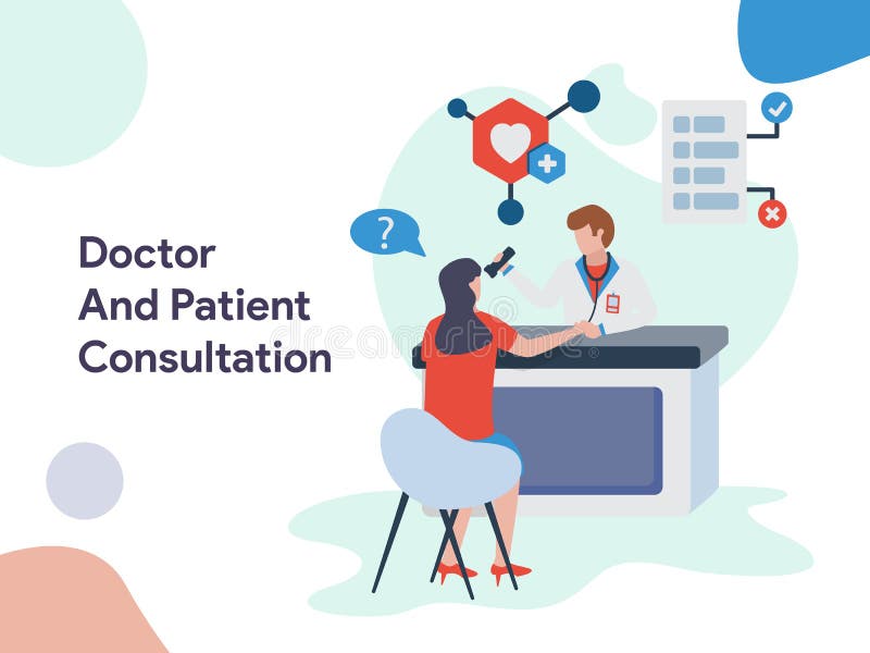 Doctor and Patient Consultation illustration. Modern flat design style for website and mobile website.Vector illustration