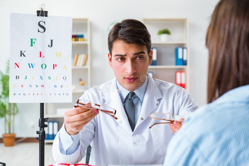 The Doctor with Patient at Eye Exam Stock Image Image of issue