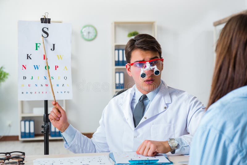 The Doctor with Patient at Eye Exam Stock Image Image of oculist