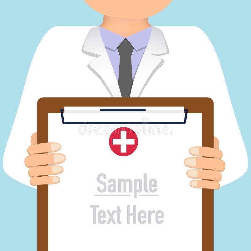 Doctor holding medical clipboard, vector illustration. Concept healthcare. Medical background. Doctor holding medical clipboard, vector illustration. Concept healthcare. Medical background