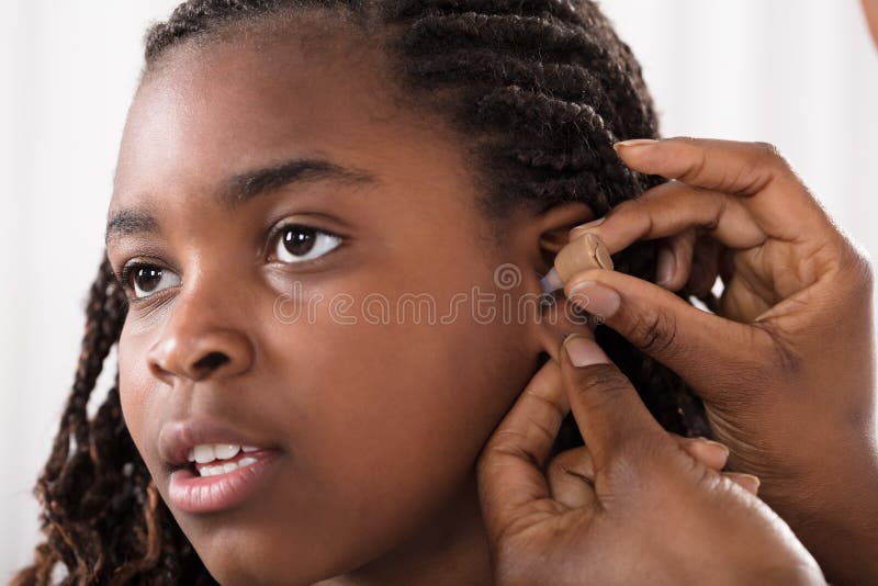 Doctor Putting Hearing Aid in Patient`s Ear Stock Photo Image of closeup, device 88109404