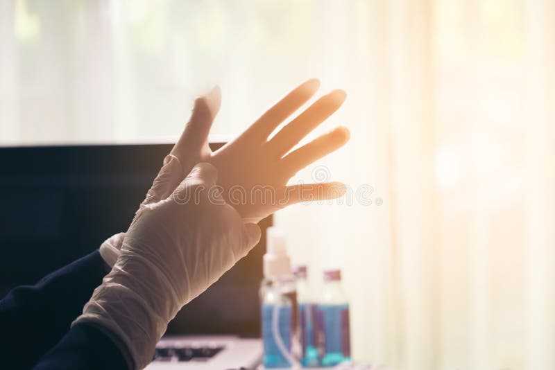 Doctor Putting on White Sterilized Surgical Gloves Stock Image Image