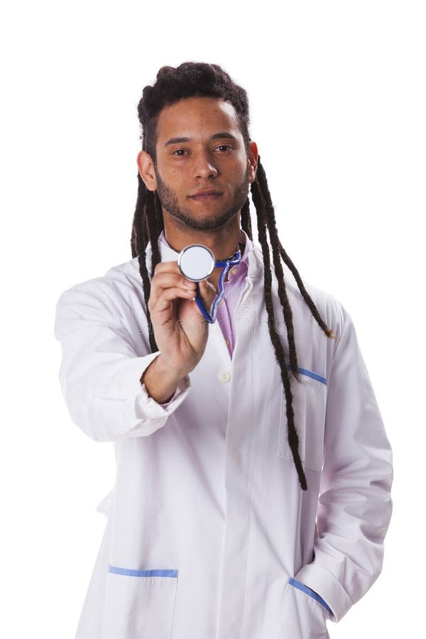 Jamaican Doctor Standing with Stethoscope on Jamaica Flag Background
