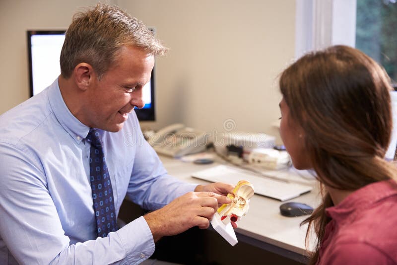 Doctor Showing Female Patient Model Of Human Ear