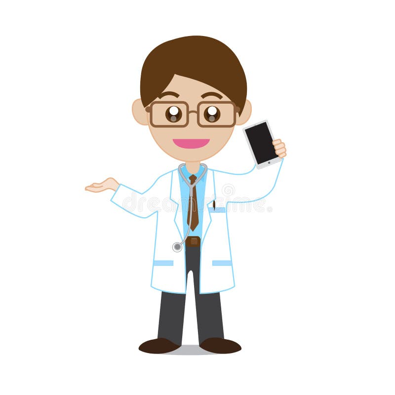 Doctor Showing Smartphone royalty free illustration