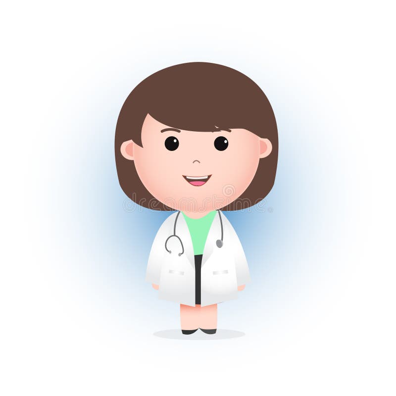 Cute Female Doctor Cartoon Smile Illustration Vector Stock Vector -  Illustration of cute, doctor: 208399616