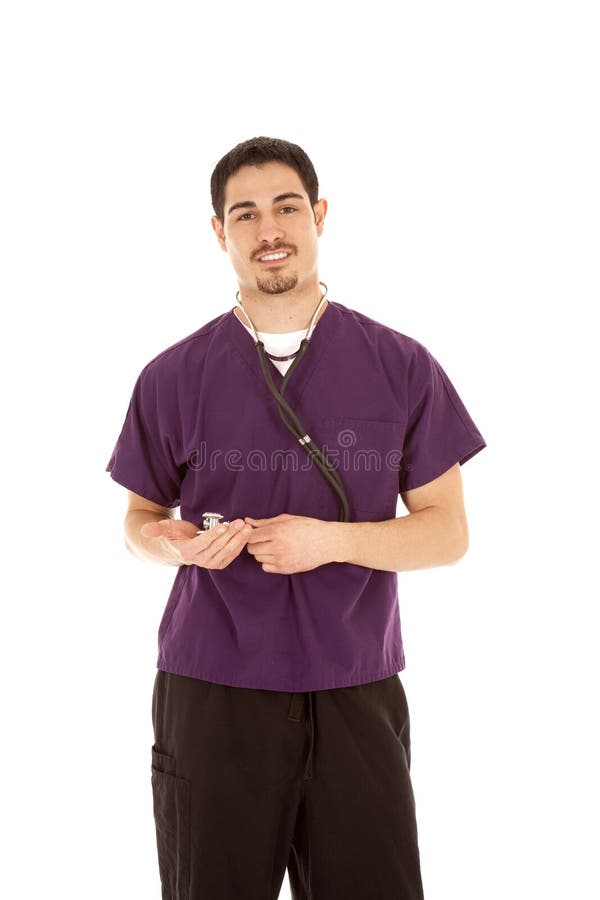 Doctor standing purple