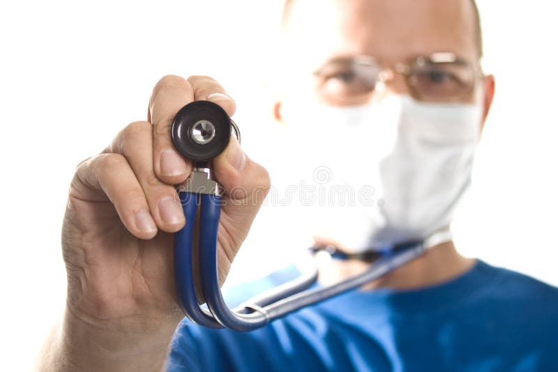 Doctor with stethoscope stock image. Image of clinic, analysis 7283231