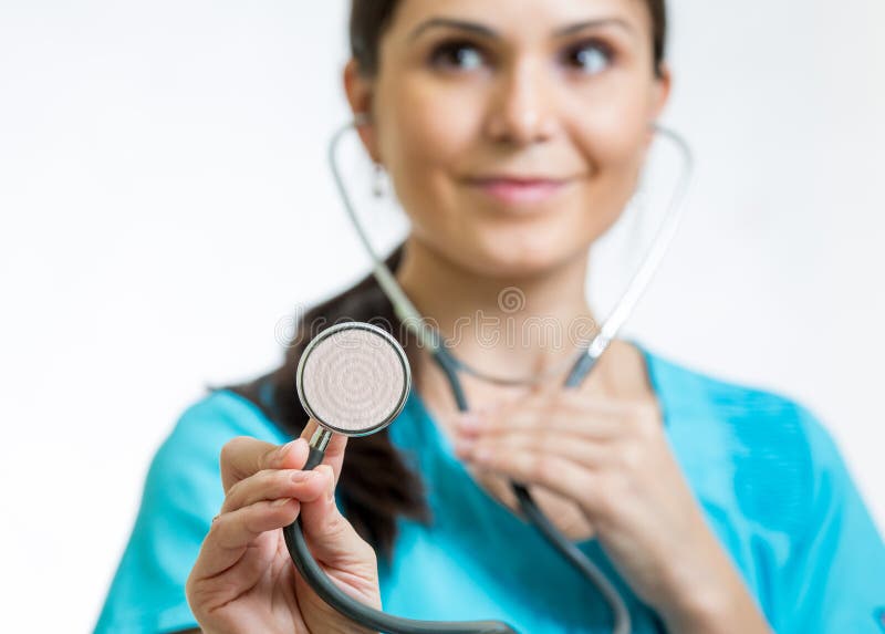 Doctor with Stethoscope Closeup Stock Image Image of innocence