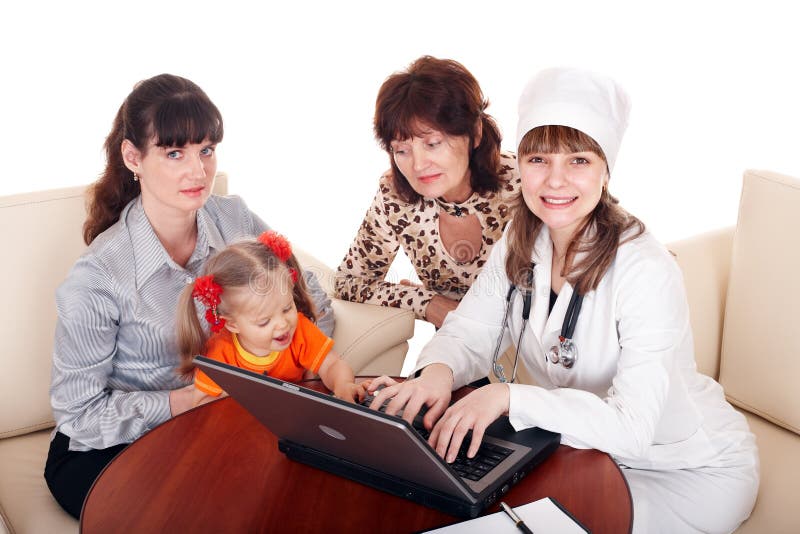 Doctor with Stethoscope and Family. Stock Photo Image of daughter