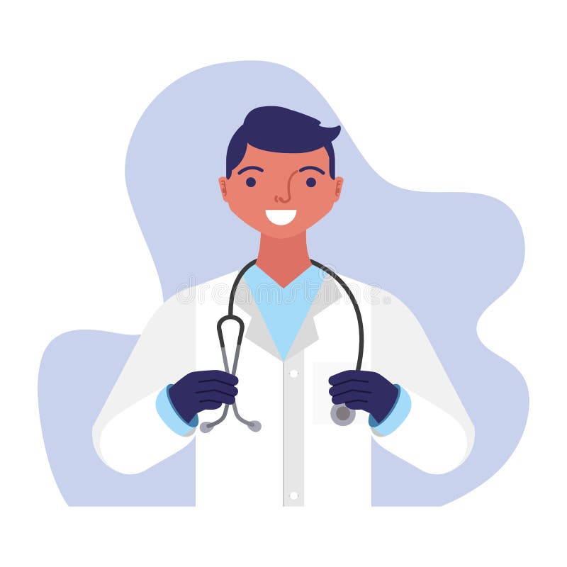 Doctor with Stethoscope. Vector Stock Vector Illustration of smile