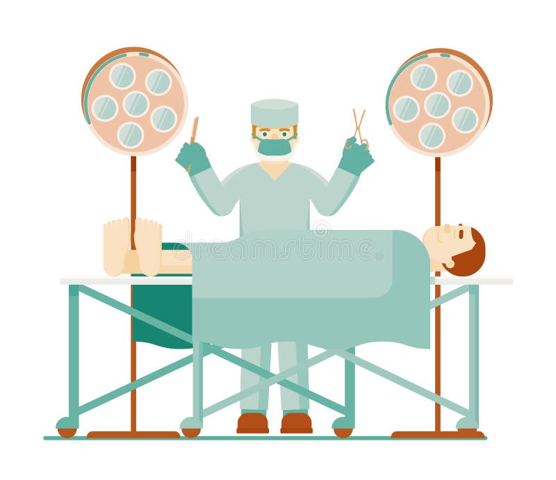 Doctor surgeon and patient anesthesia in operating room royalty free illustration