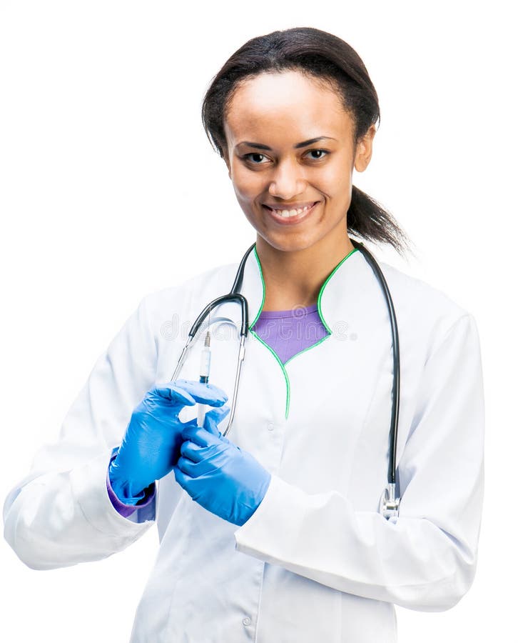 Doctor with a syringe stock image. Image of female, holding 28446603