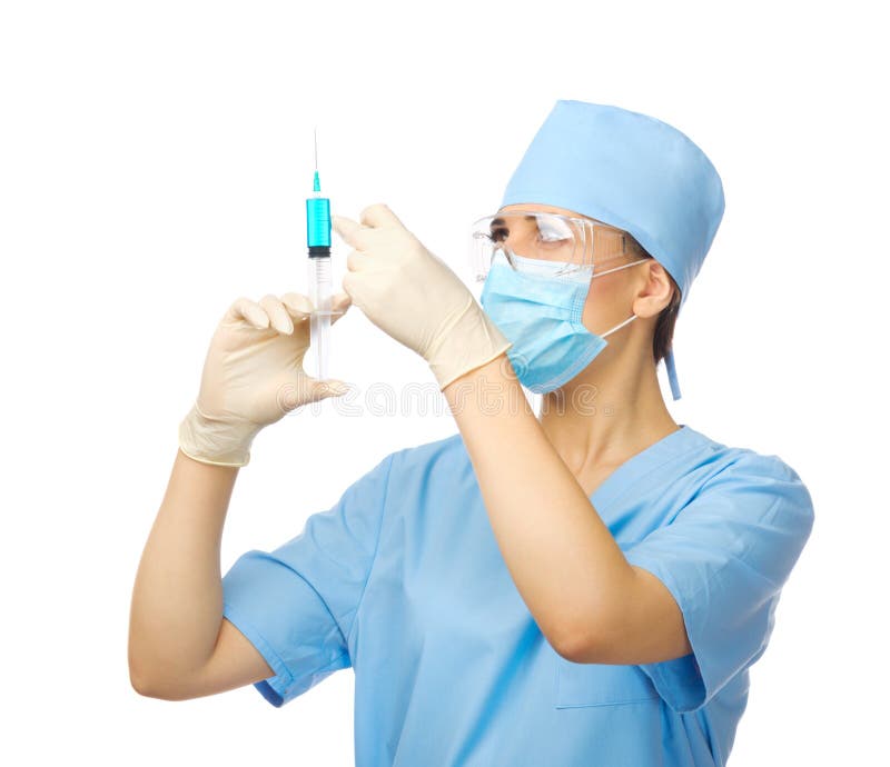 Doctor with syringe isolated