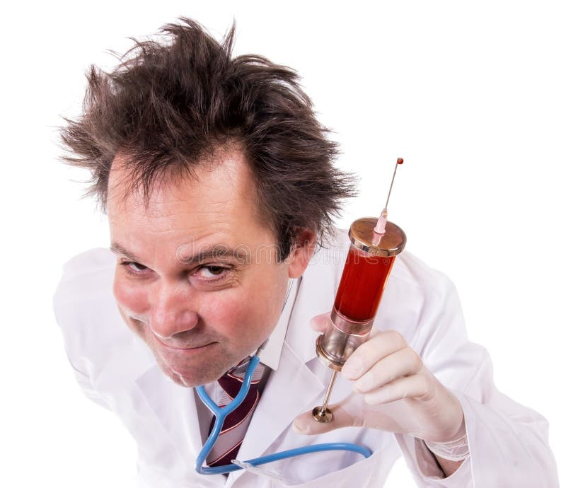 Doctor with syringe stock photo. Image of chemistry, experimental