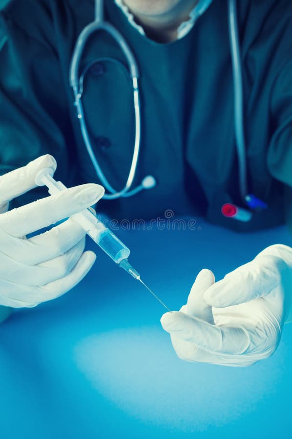 Doctor Testing Syringe Needle Stock Image Image of holding, medical