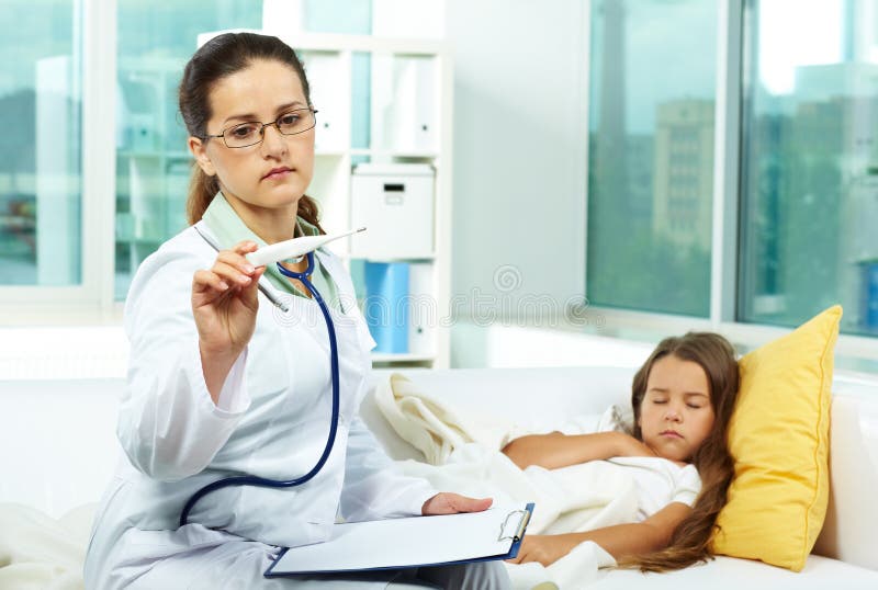 Doctor with thermometer stock image. Image of medicine 23781027