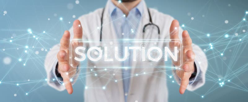 Doctor using modern digital solution interface 3D rendering stock illustration Doctor using modern digital solution interface 3D rendering stock illustration