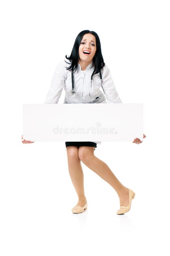 Doctor woman with white blank board