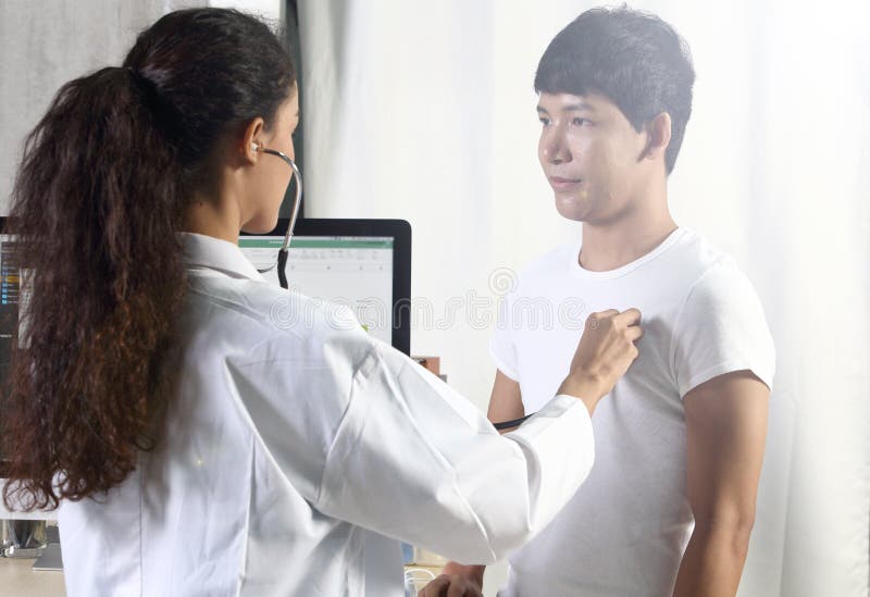 Doctor Nurse in white blue shirt with stethoscope and rubber gloves royalty free stock image Doctor Nurse in white blue shirt with stethoscope and rubber gloves royalty free stock image