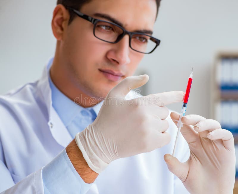 Doctor Working with Blood Samples Stock Photo Image of illness