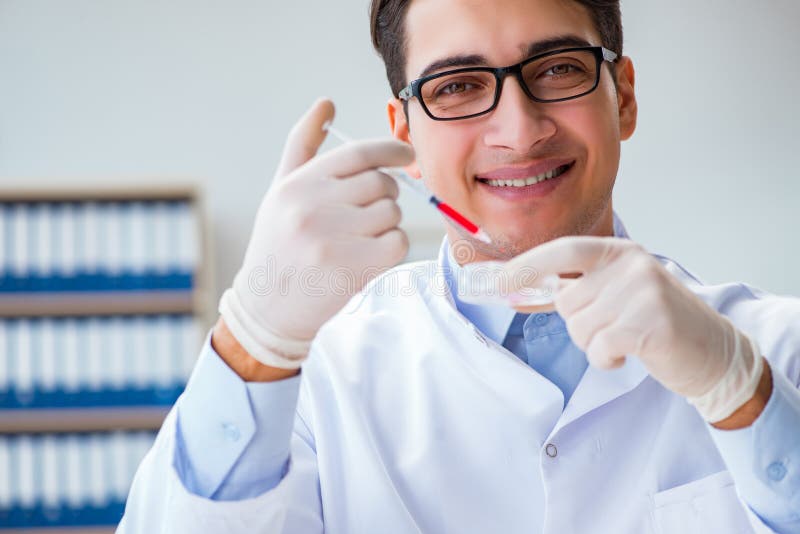The Doctor Working with Blood Samples Stock Image Image of cancer