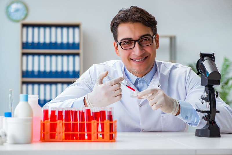 The Doctor Working with Blood Samples Stock Photo Image of care