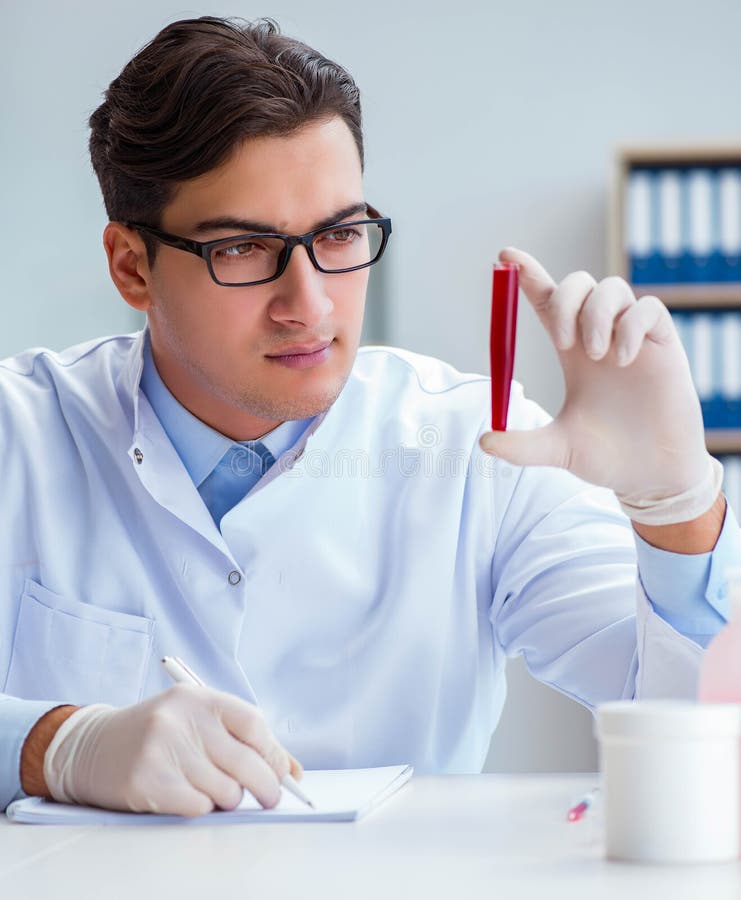 Doctor Working with Blood Samples Stock Image Image of analyzing