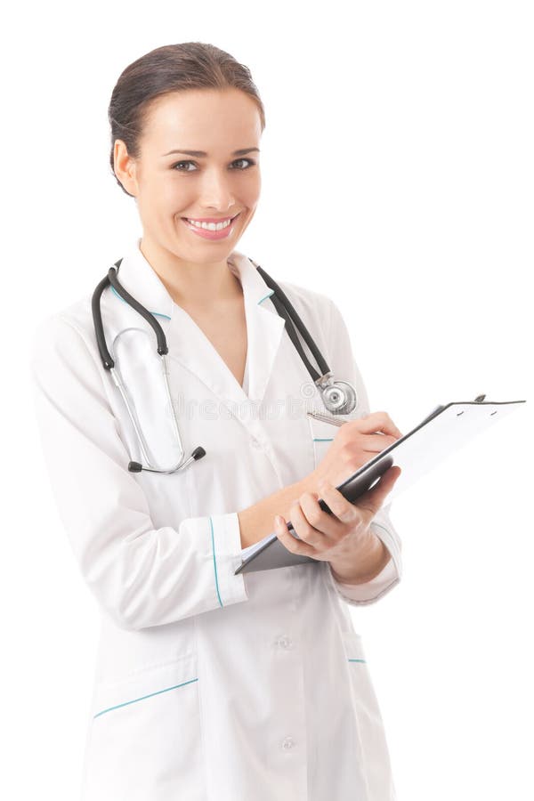 Doctor writing on clipboard stock image