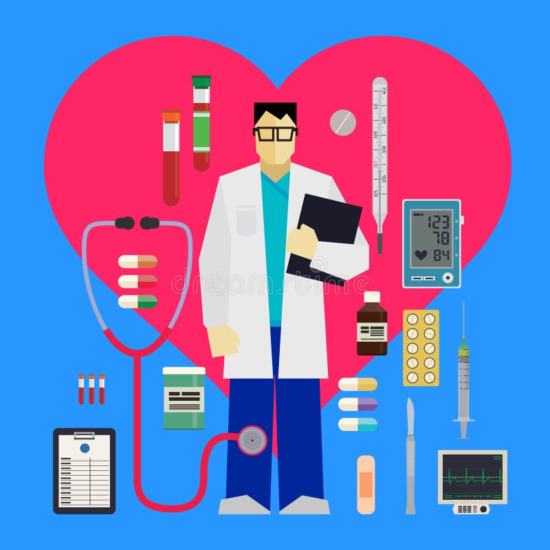 Doctor y herramientas médicas libre illustration Doctor y herramientas médicas libre illustration