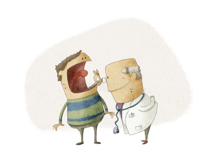 Funny illustration show a Doctor and patient. Funny illustration show a Doctor and patient