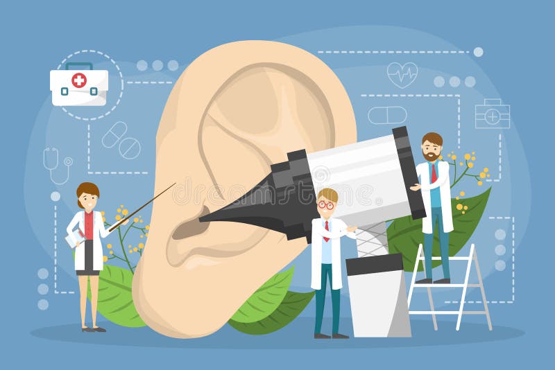Doctore make ear examination concept. Idea of medical treatment royalty free illustration Doctore make ear examination concept. Idea of medical treatment royalty free illustration