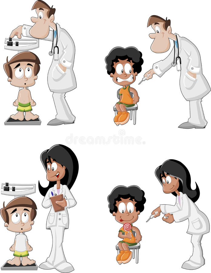 Doctores de la historieta que comprueban al muchacho libre illustration Doctores de la historieta que comprueban al muchacho libre illustration