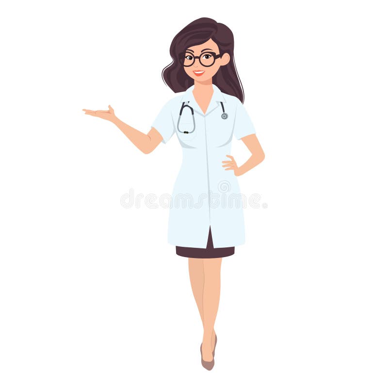Doctors with Stethoscope Set in Different Poses.Vector Illustration