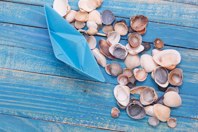 Document Boot met shells stock afbeeldingen