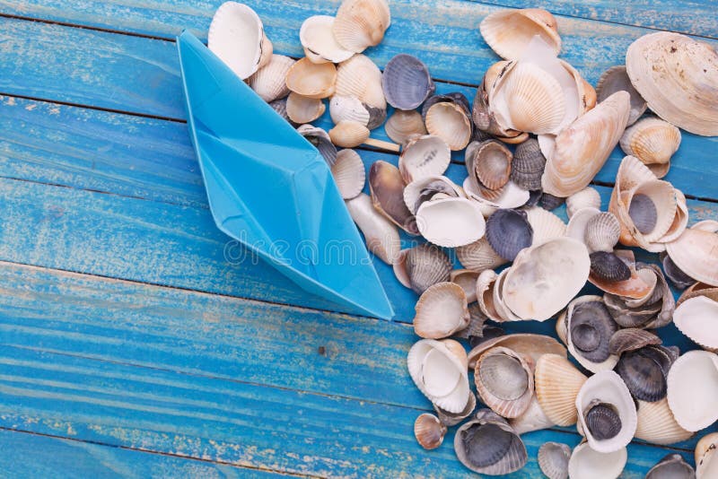 Document Boot met shells royalty-vrije stock foto's