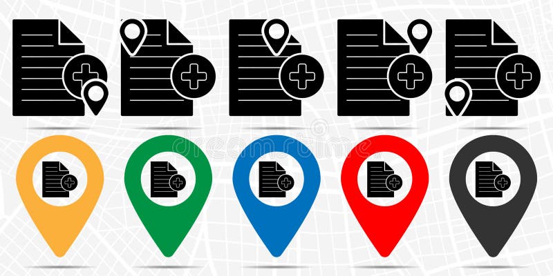 Document file with a plus sign icon in location set. Simple glyph, flat illustration element of web, minimalistic theme icons vector illustration