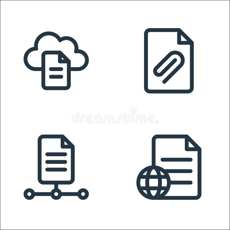 Document and files line icons. linear set. quality vector line set such as file, file, add royalty free illustration