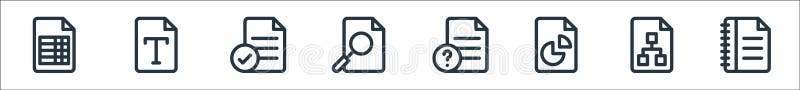 Document and files line icons. linear set. quality vector line set such as file, analytics, analytics, file, file, font royalty free illustration