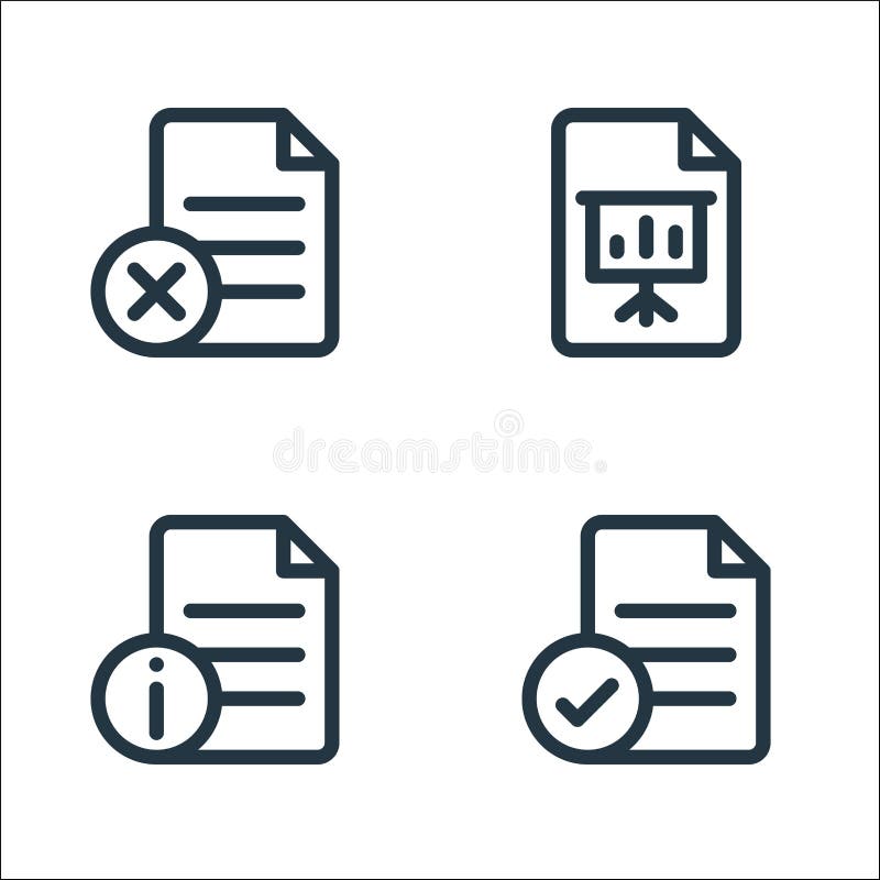 Document and files line icons. linear set. quality vector line set such as file, file, presentation stock illustration